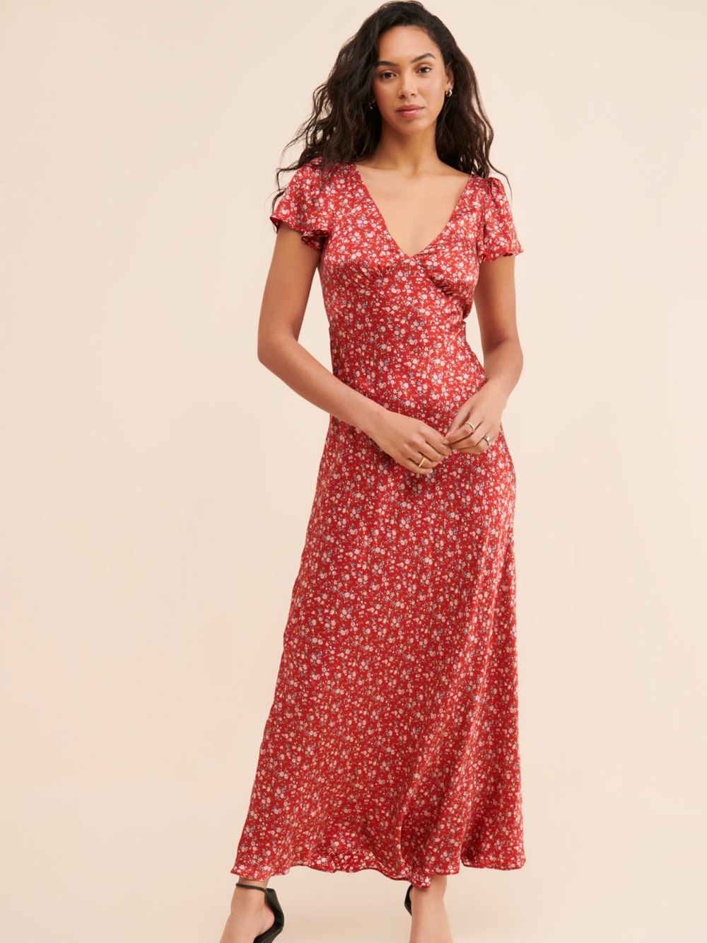 Selkie The Flutter Sleeve Slip Dress